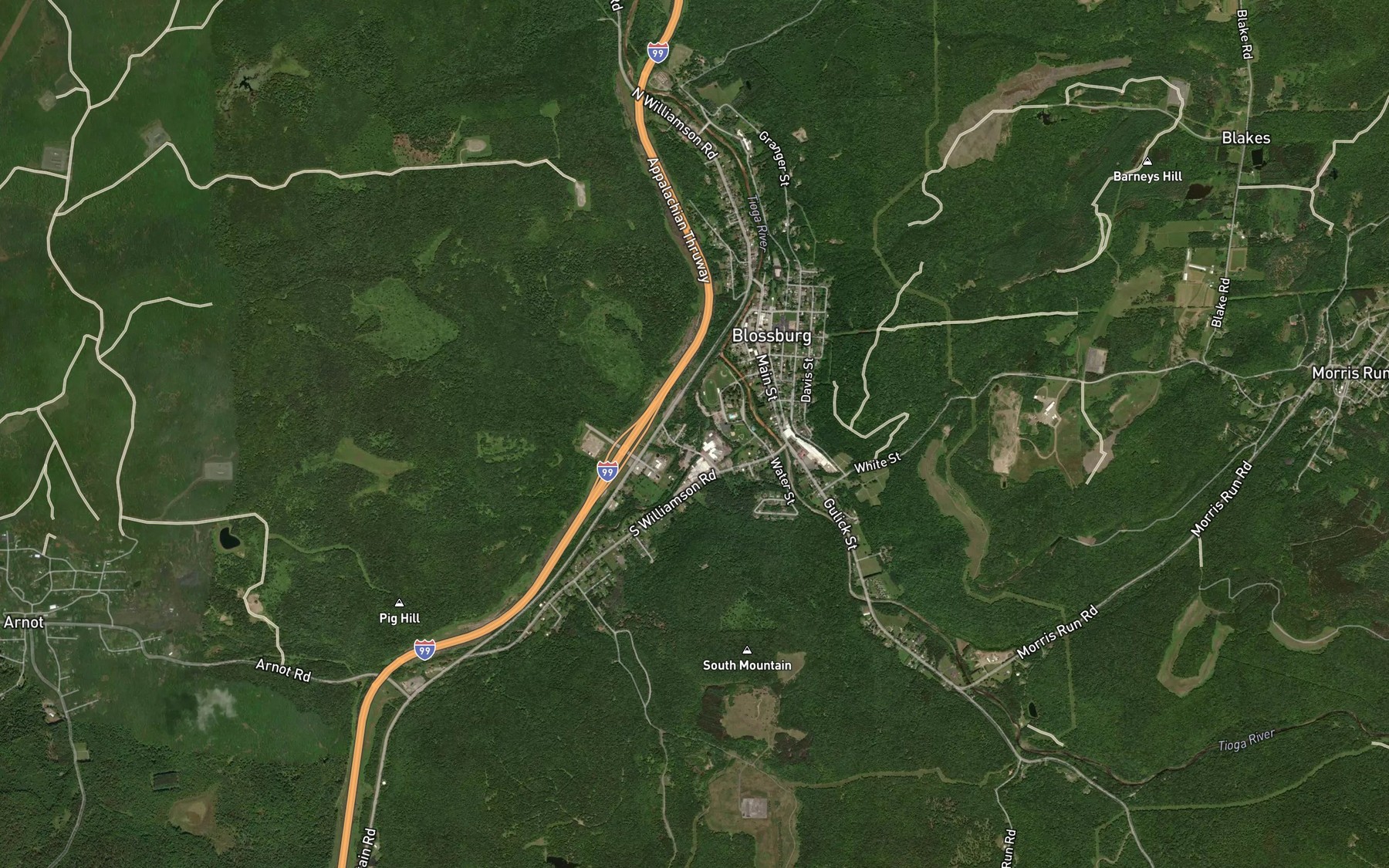 Satellite map of the Boone Run