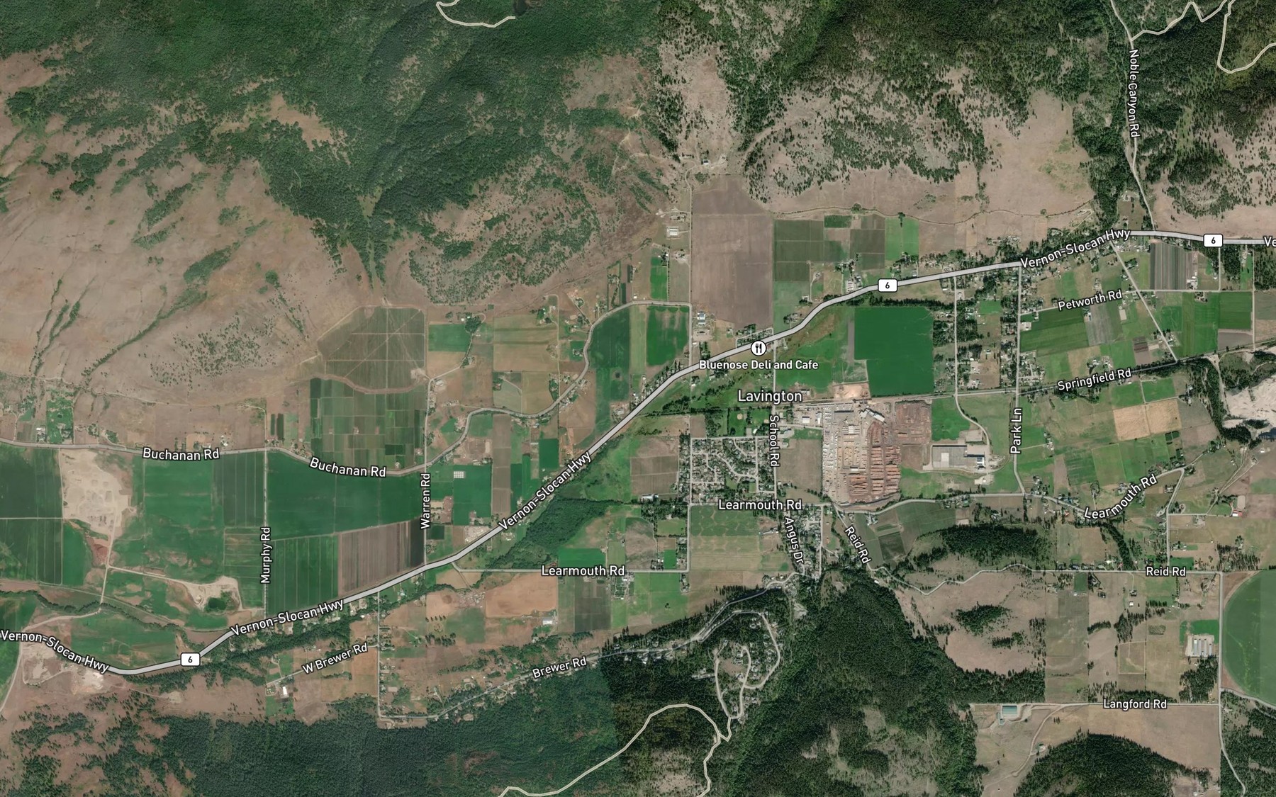 Satellite map of the Craster Creek
