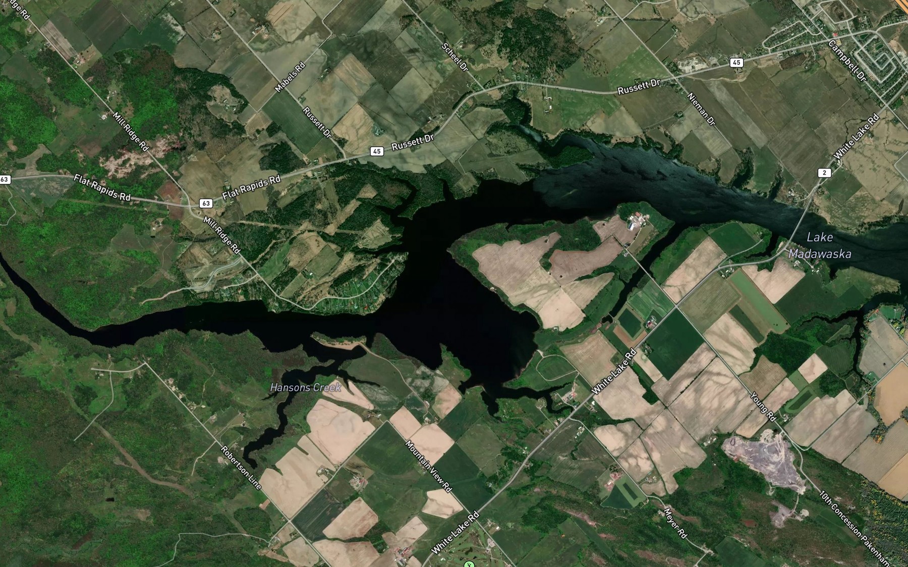 Satellite map of the Flat Rapids