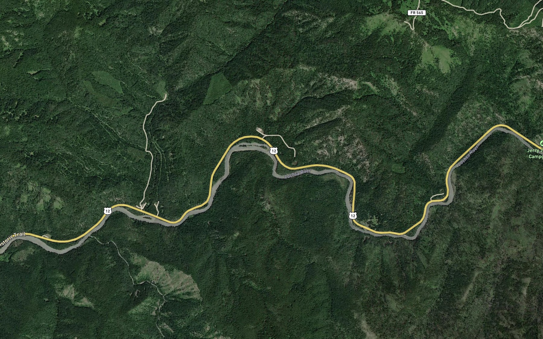 Satellite map of the Bear Mountain Creek