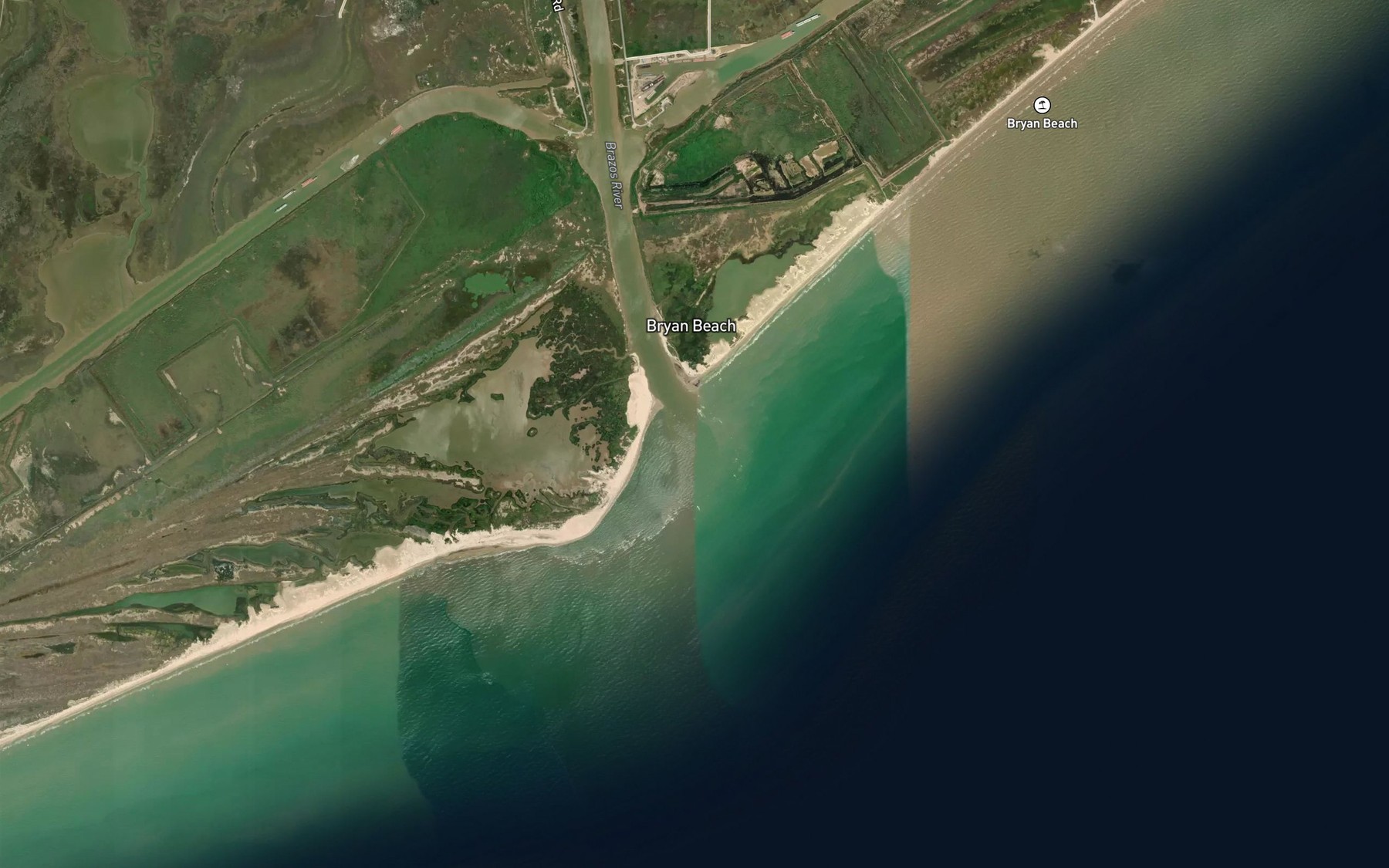 Satellite map of the Brazos River