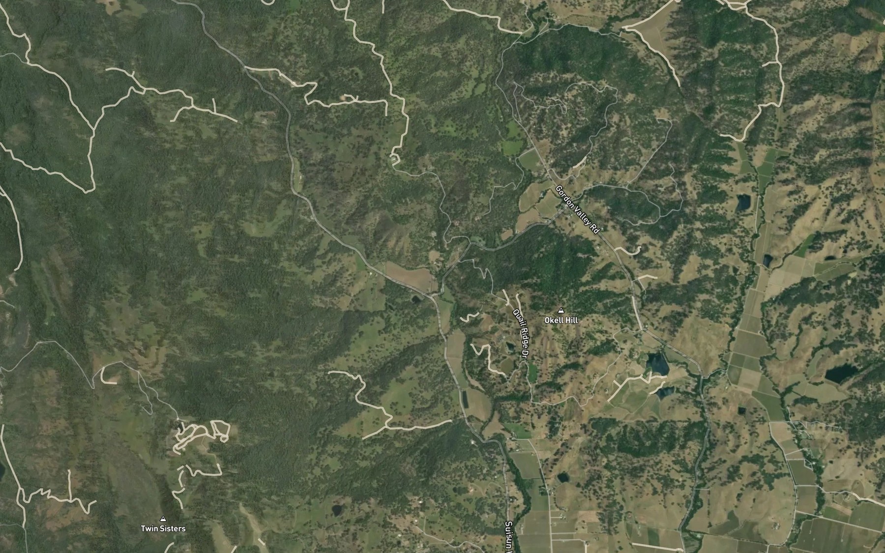 Satellite map of the Wooden Valley Creek
