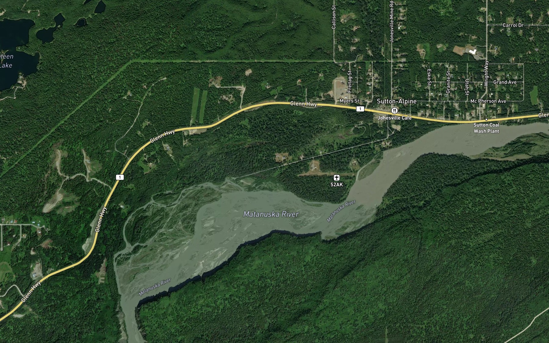Satellite map of the Eska Creek