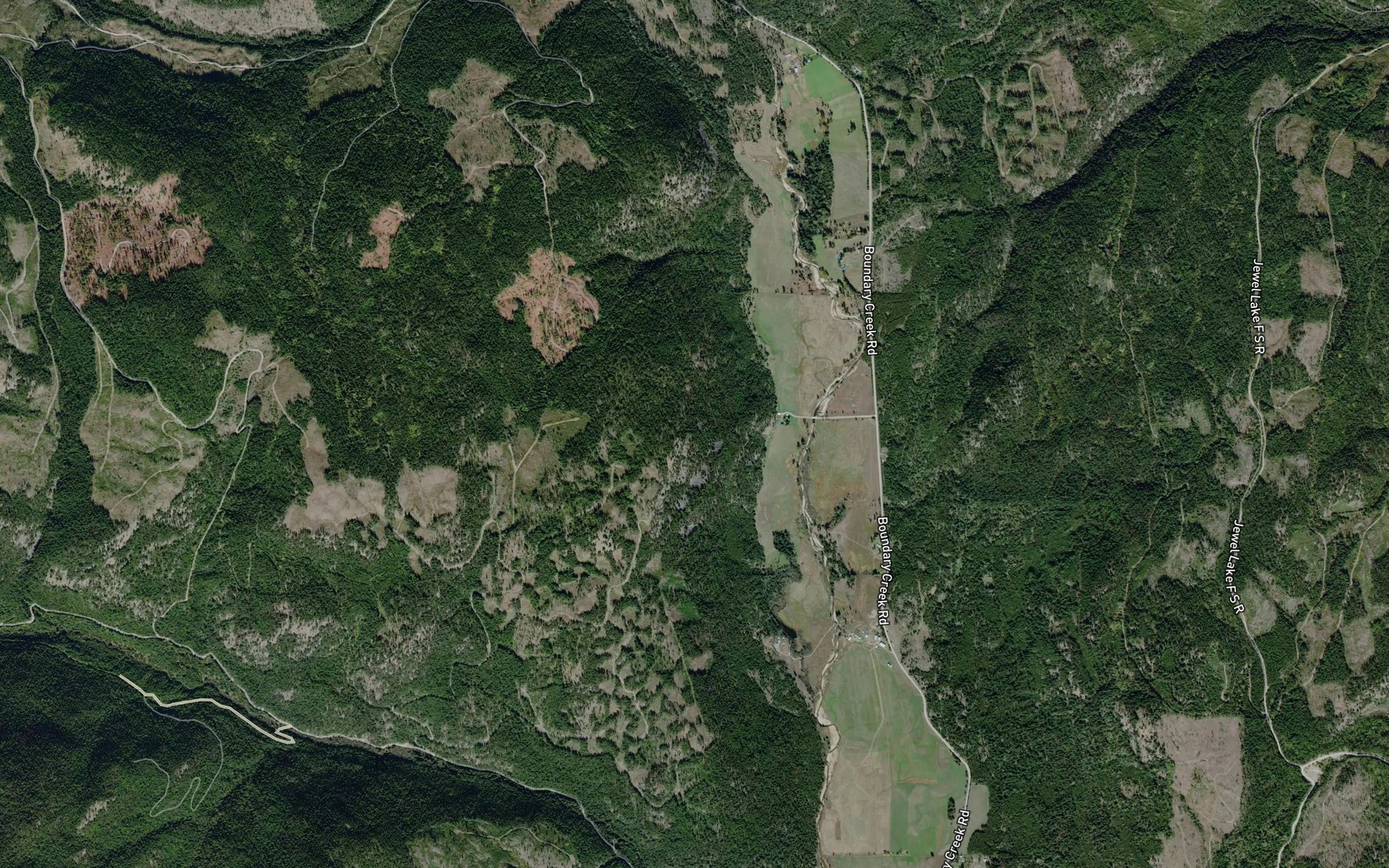 Satellite map of the Clement Creek