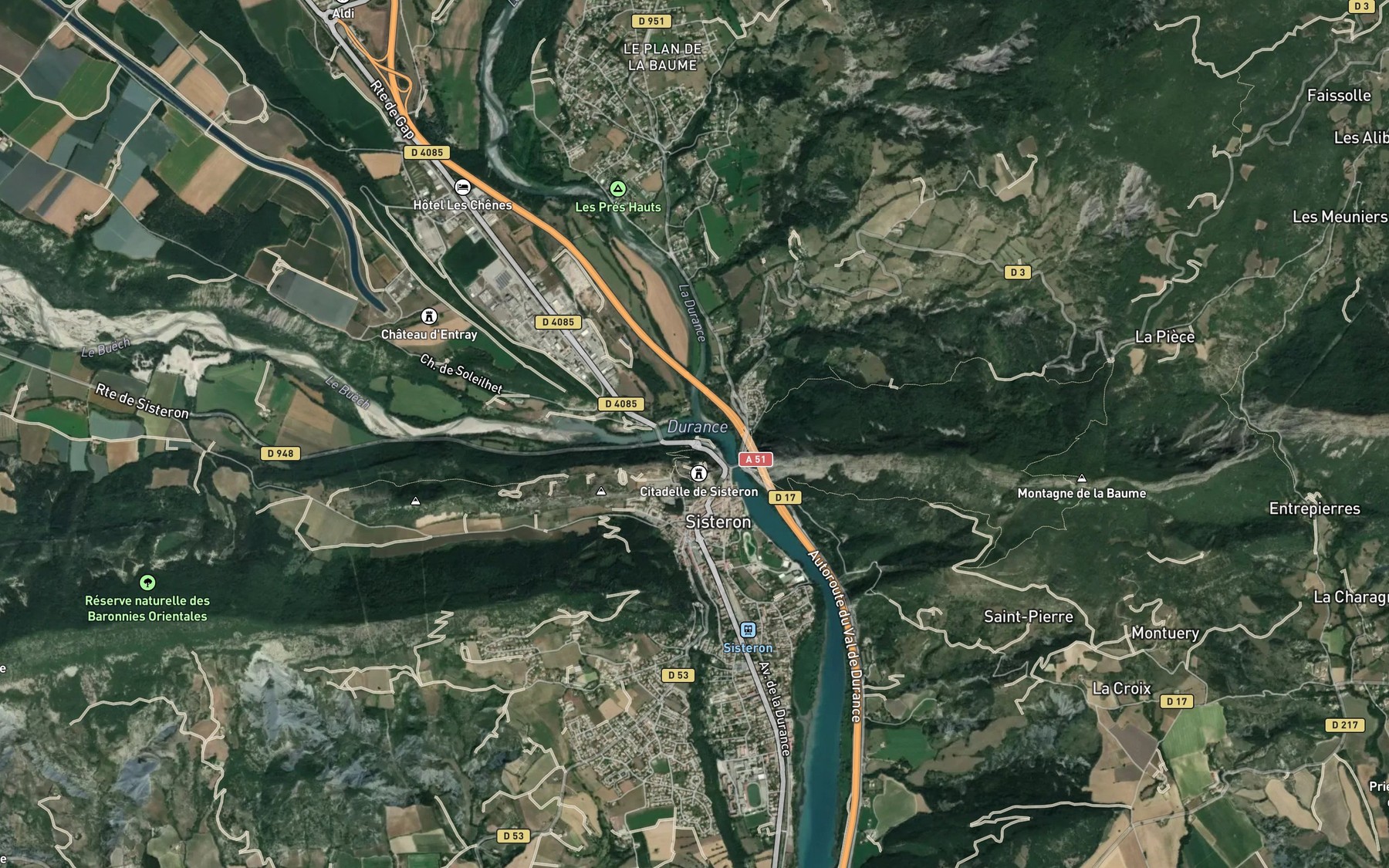 Satellite map of the Buech