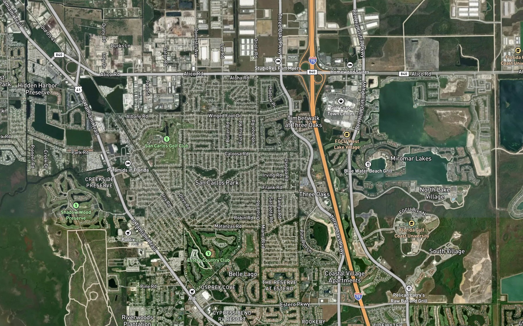 Satellite map of the Lily Lake