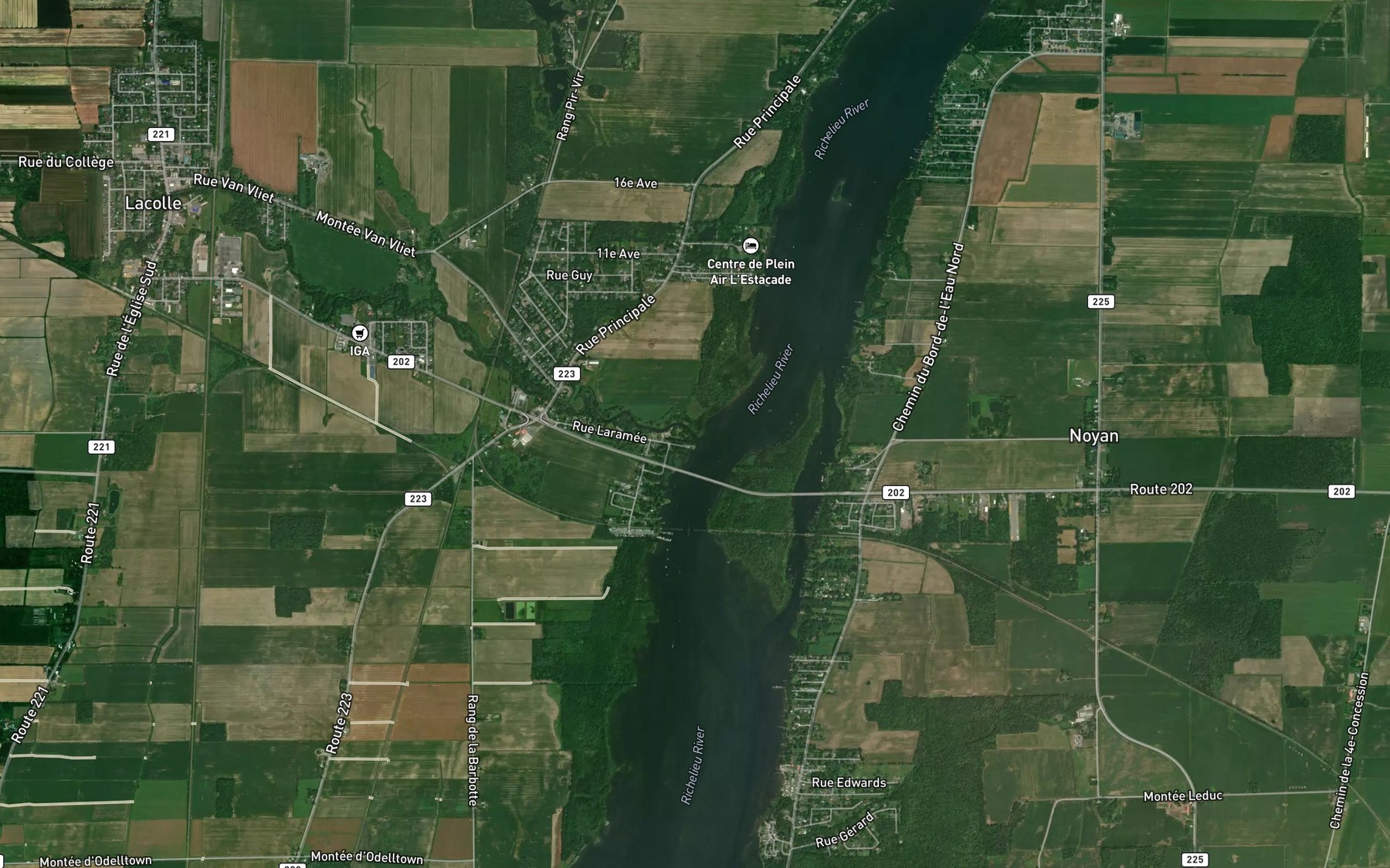 Satellite map of the Riviere Lacolle
