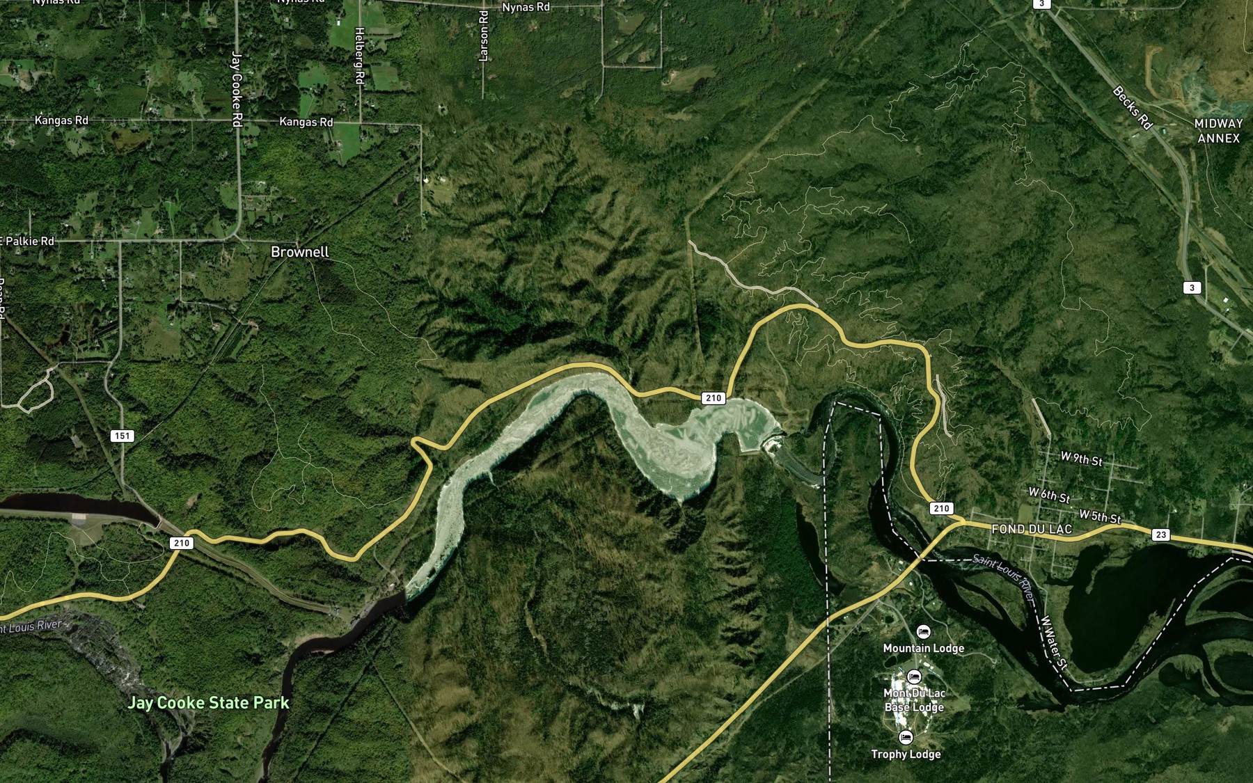 Satellite map of the Little River