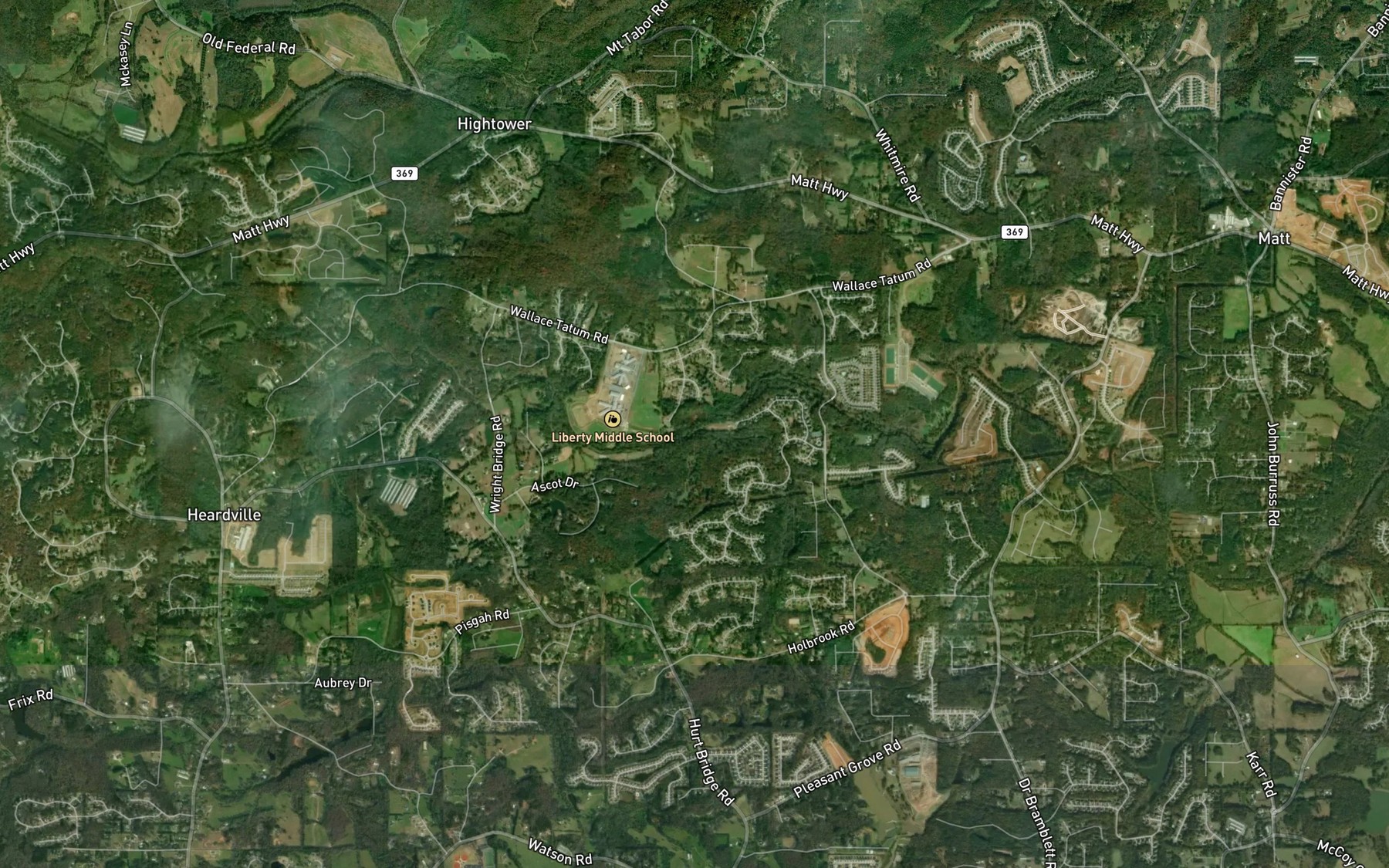 Satellite map of the Starr Creek
