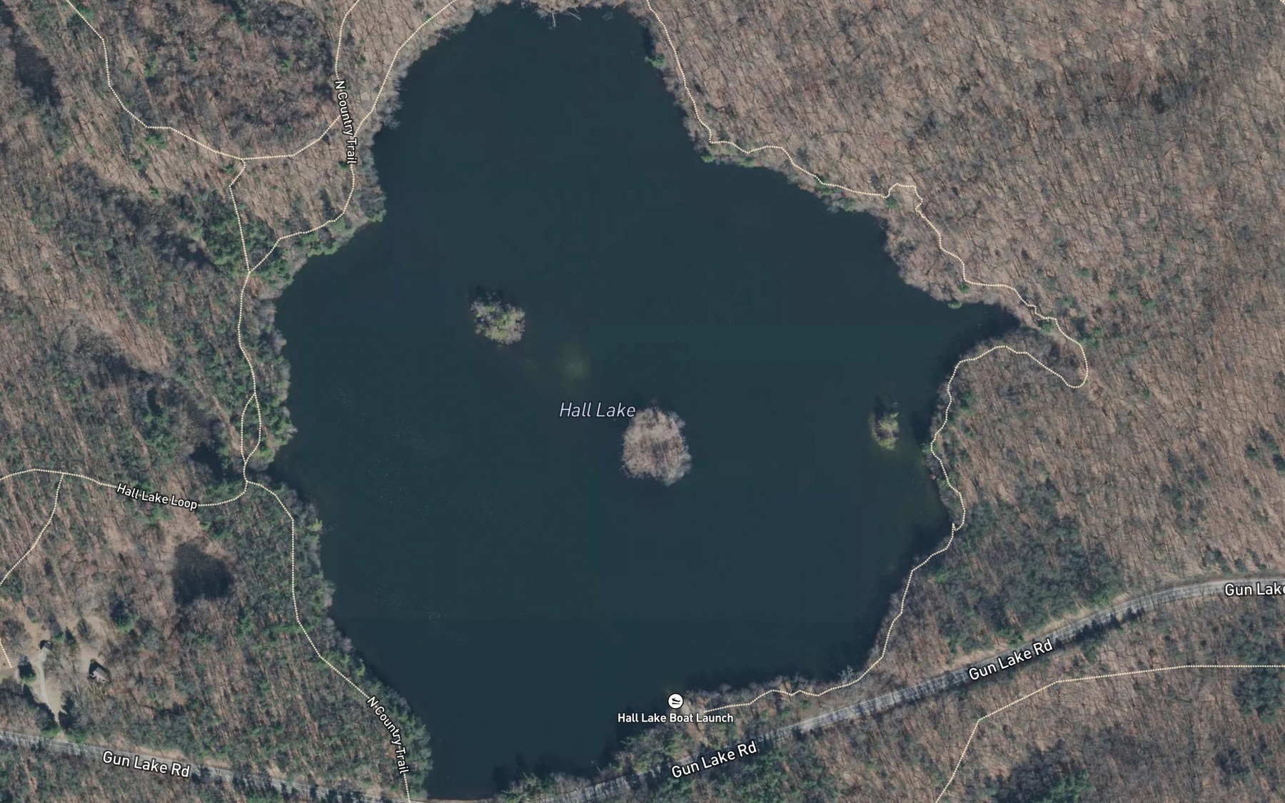 Satellite map of the Hall Lake