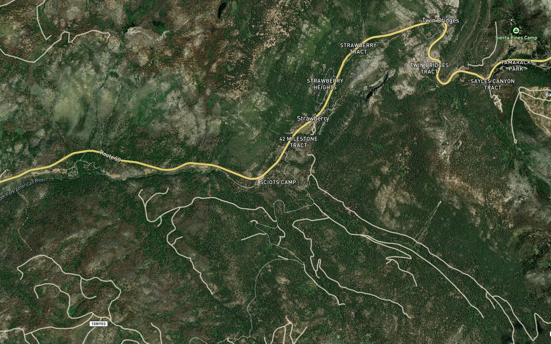 Satellite map of the Strawberry Creek