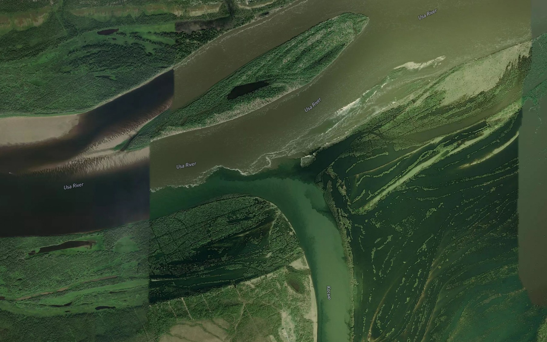 Satellite map of the Kos'yu