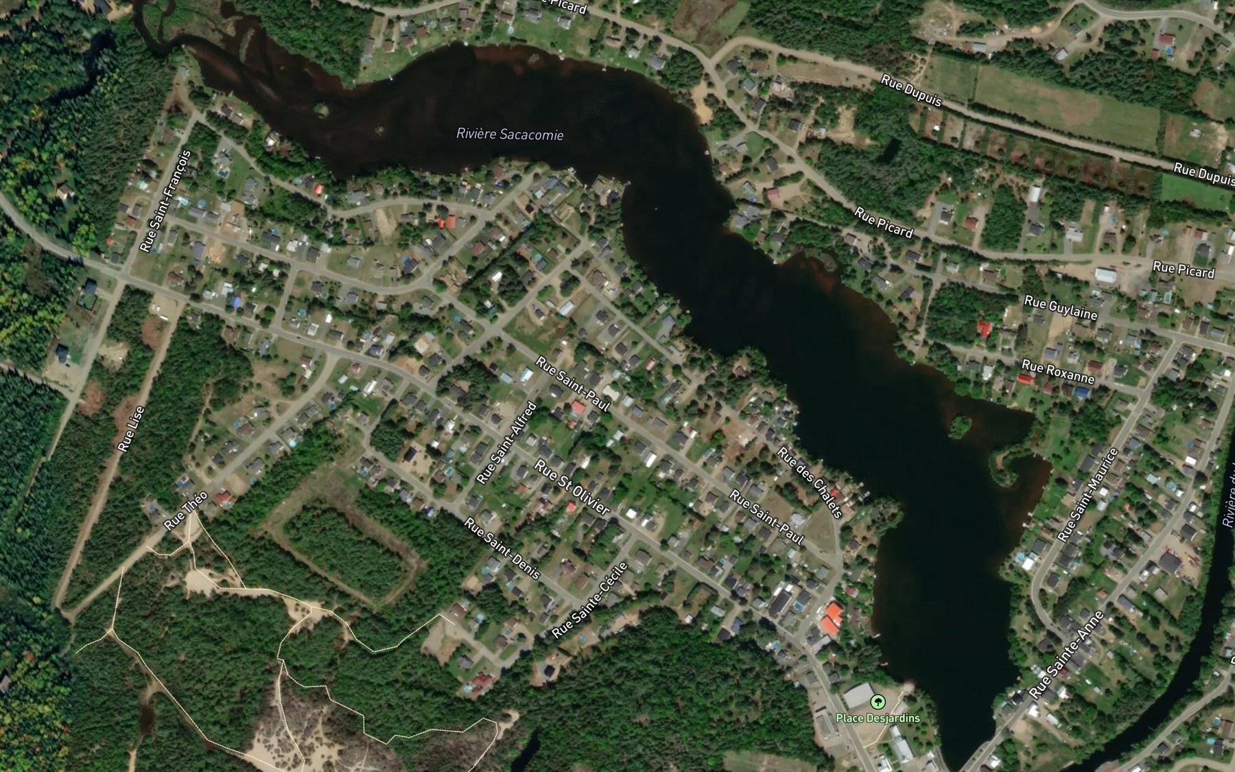Satellite map of the Lac Saint-Alexis