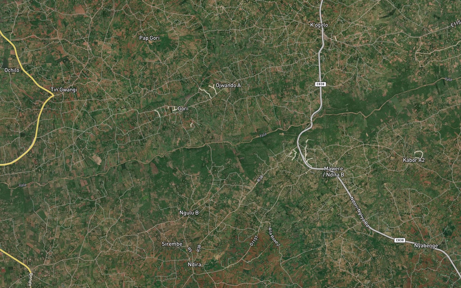 Satellite map of the Nyandera