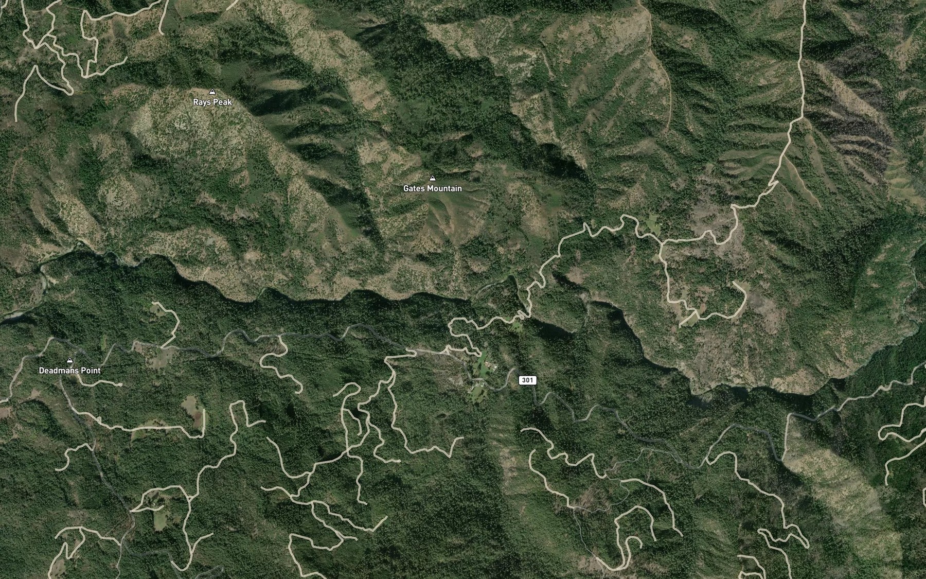Satellite map of the Corral Creek
