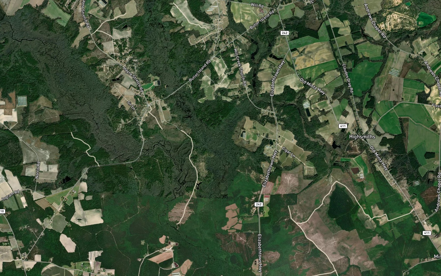 Satellite map of the Mulatto Branch