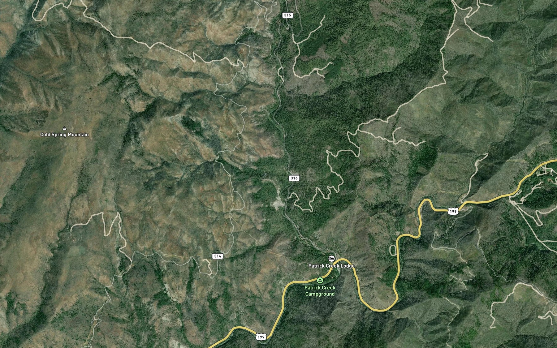 Satellite map of the Twelvemile Creek