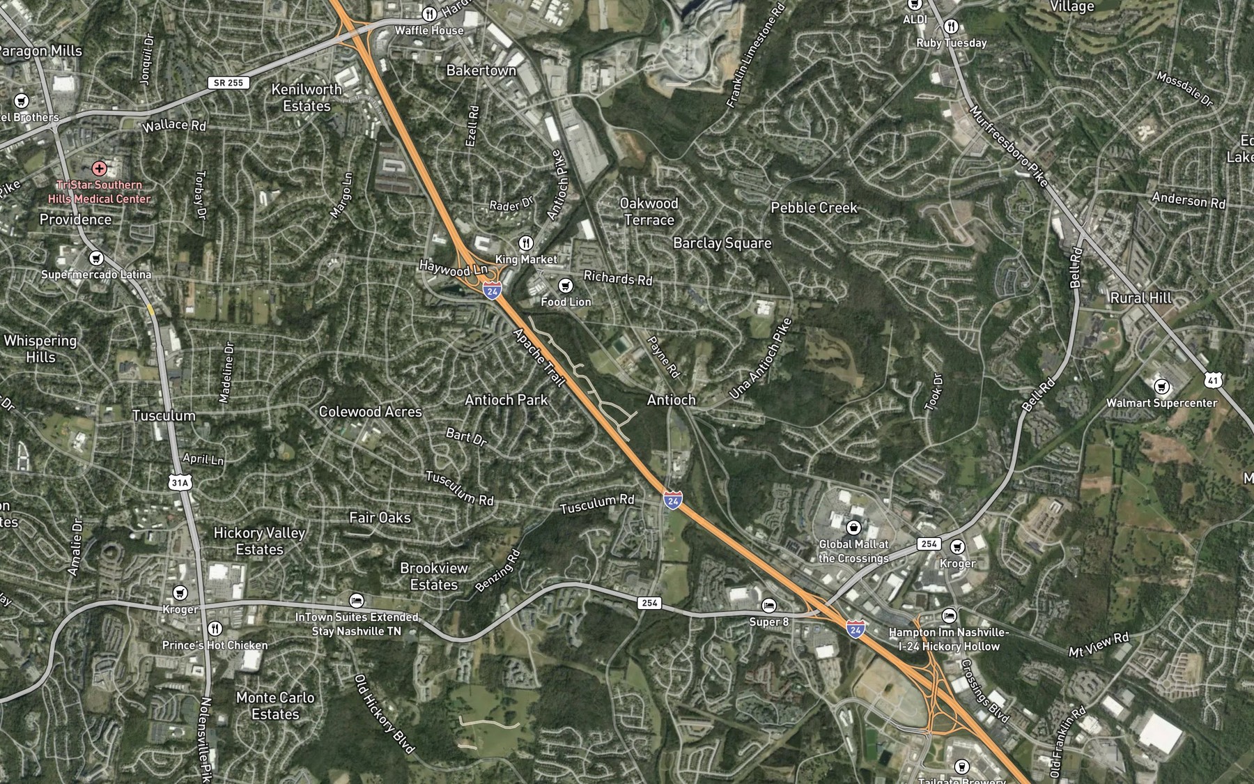 Satellite map of the Whittemore Branch
