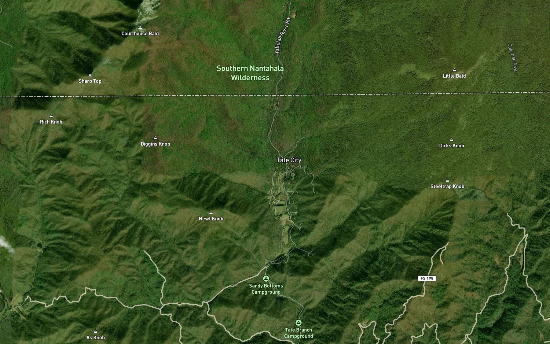 Satellite map of the Fall Branch