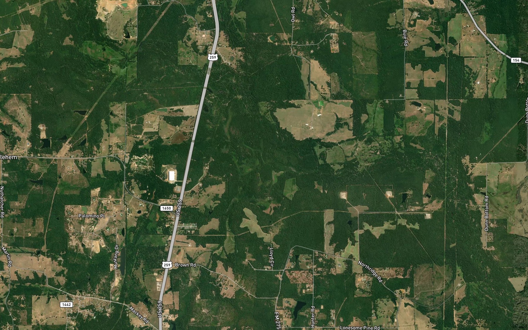 Satellite map of the Glade Creek