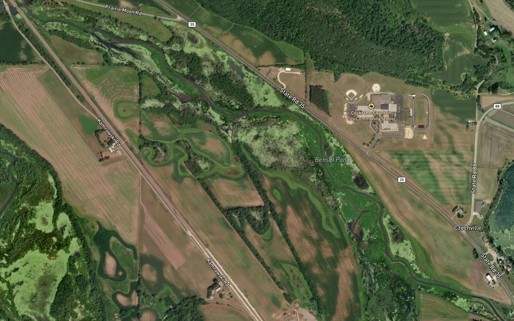 Satellite map of the Bensel Pond