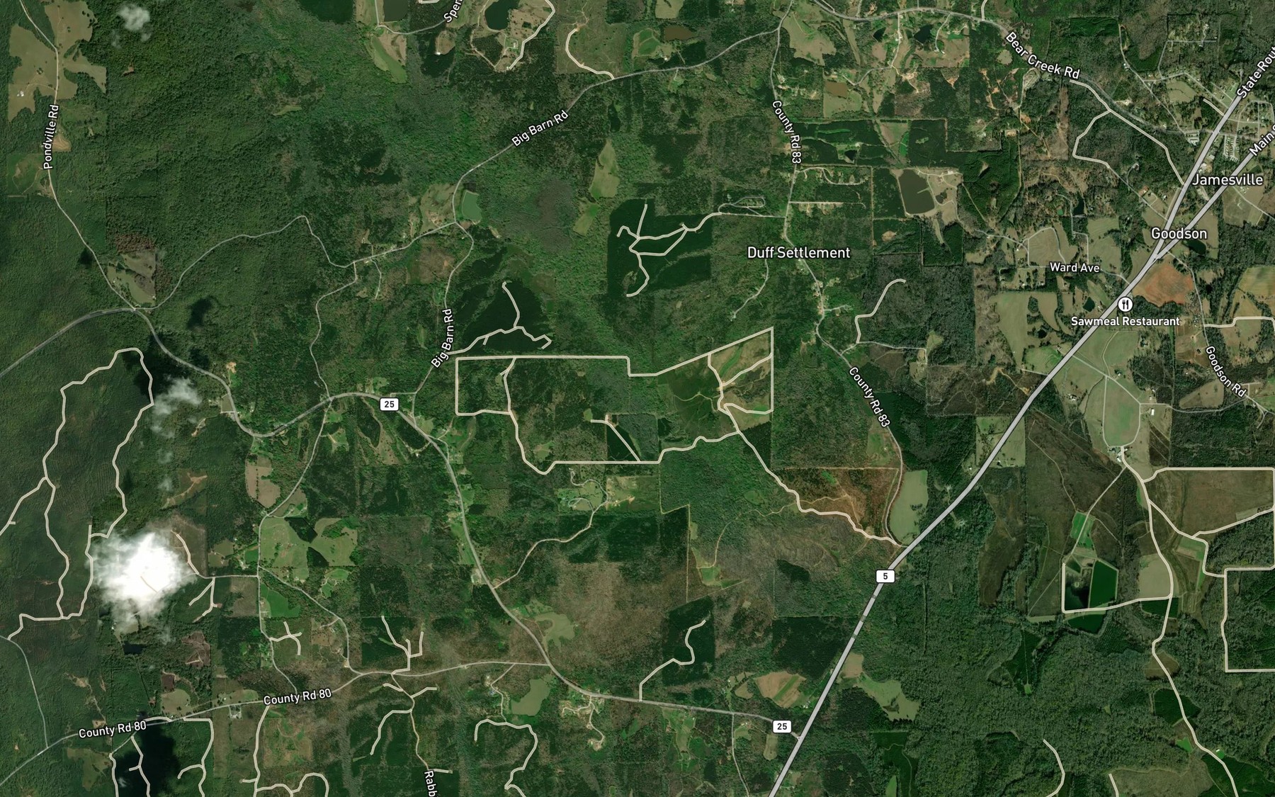 Satellite map of the Bill Branch