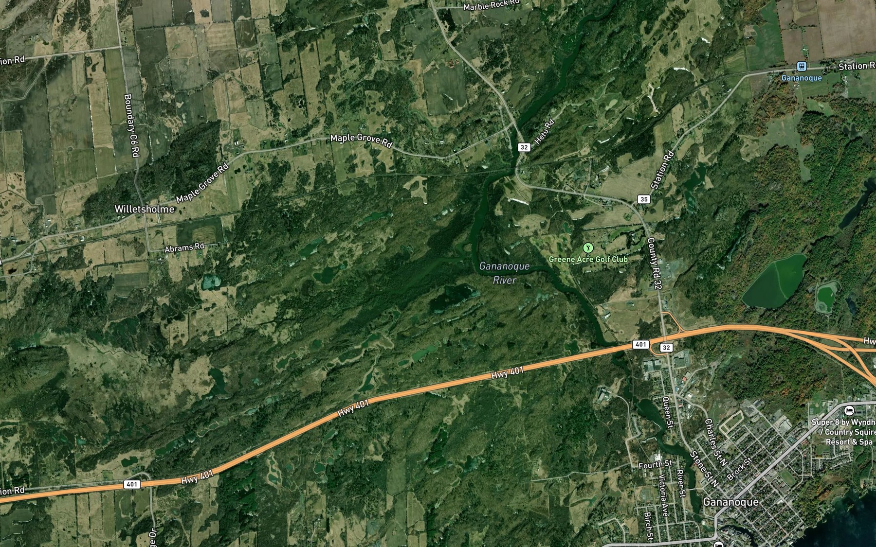 Satellite map of the Mud Creek