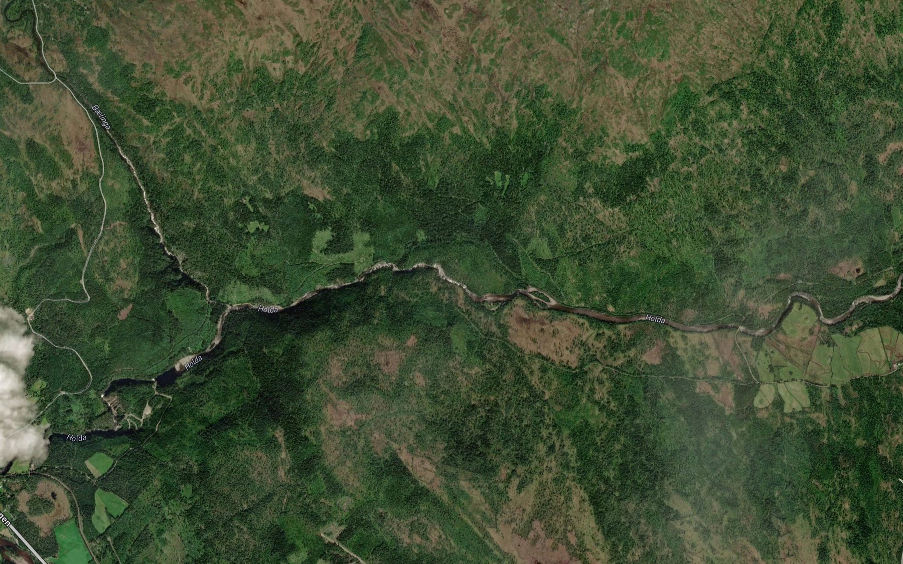 Satellite map of the Kvennfossene