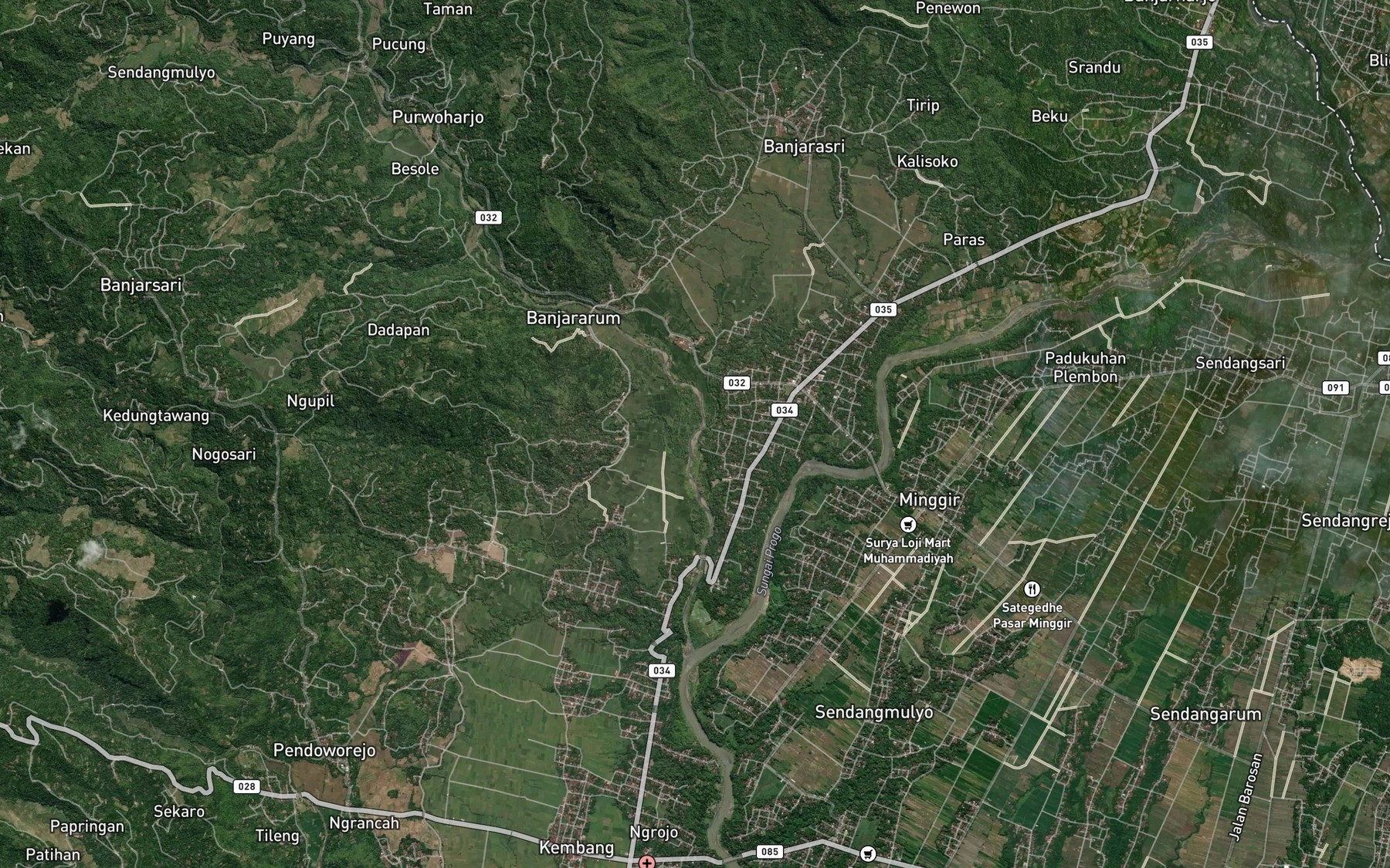 Satellite map of the Kali Tlegung