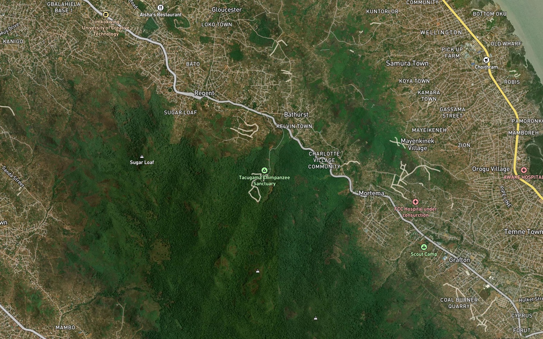 Satellite map of the Bathurst Falls