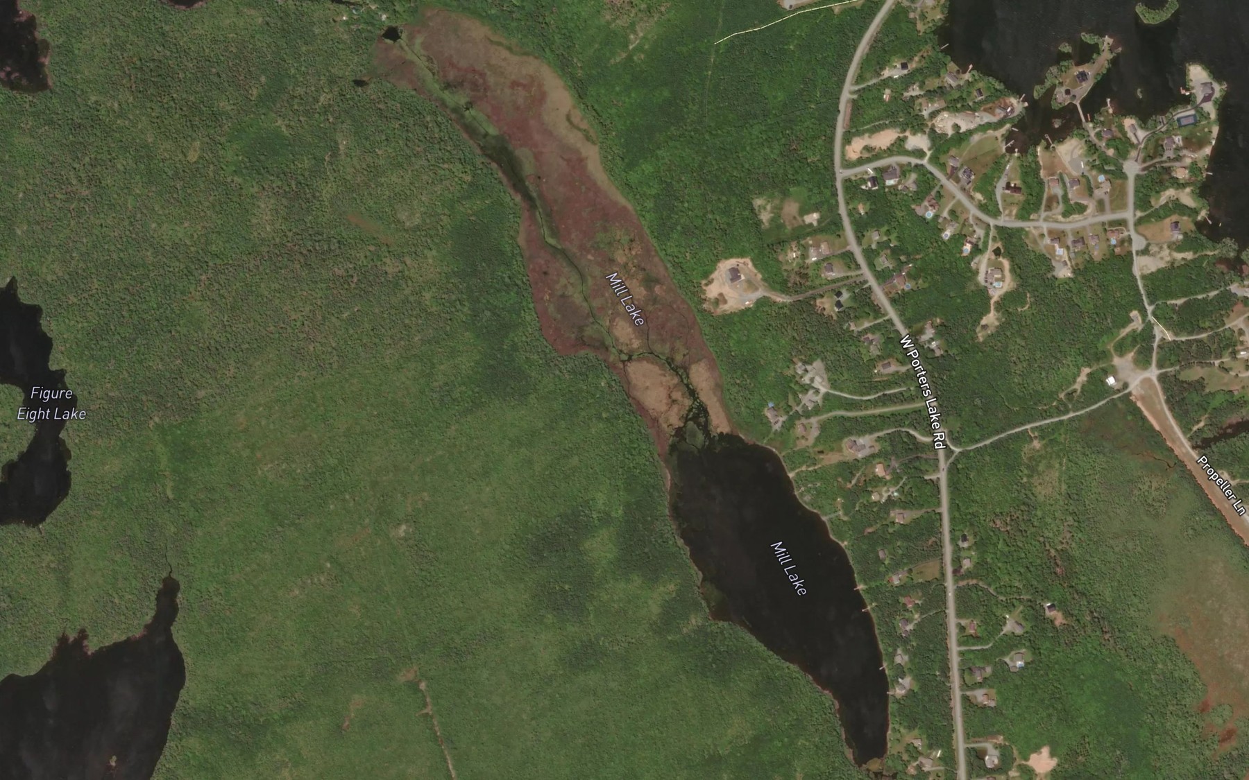 Satellite map of the Mill Lake