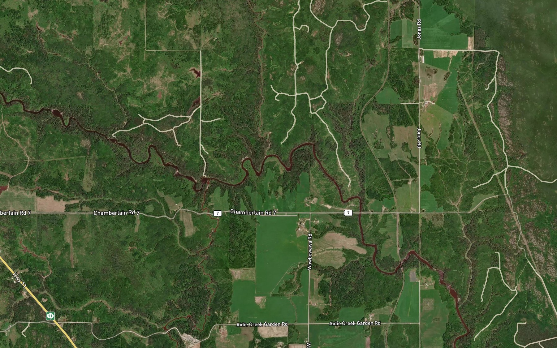 Satellite map of the Boston Creek
