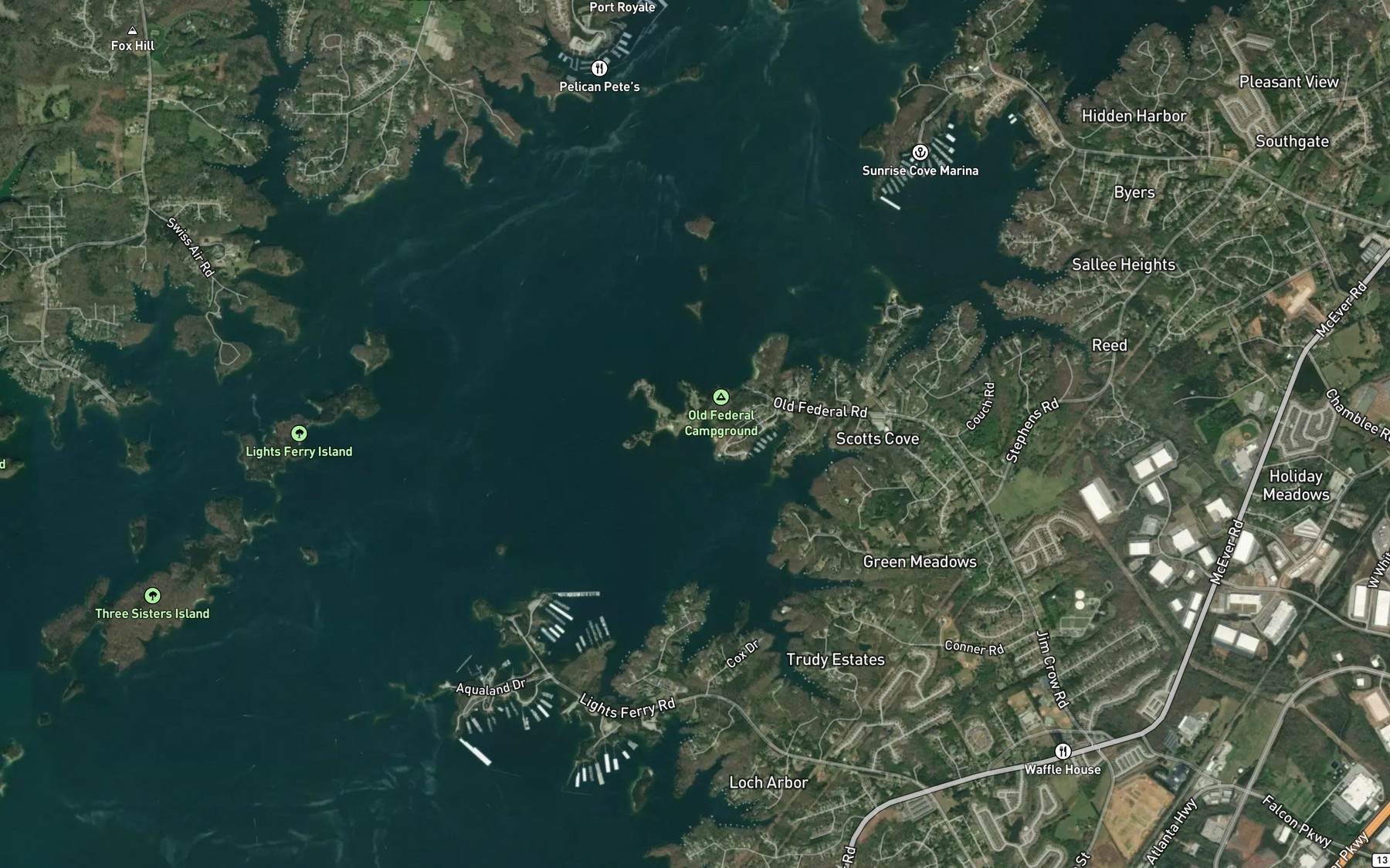 Satellite map of the Chattahoochee Bay