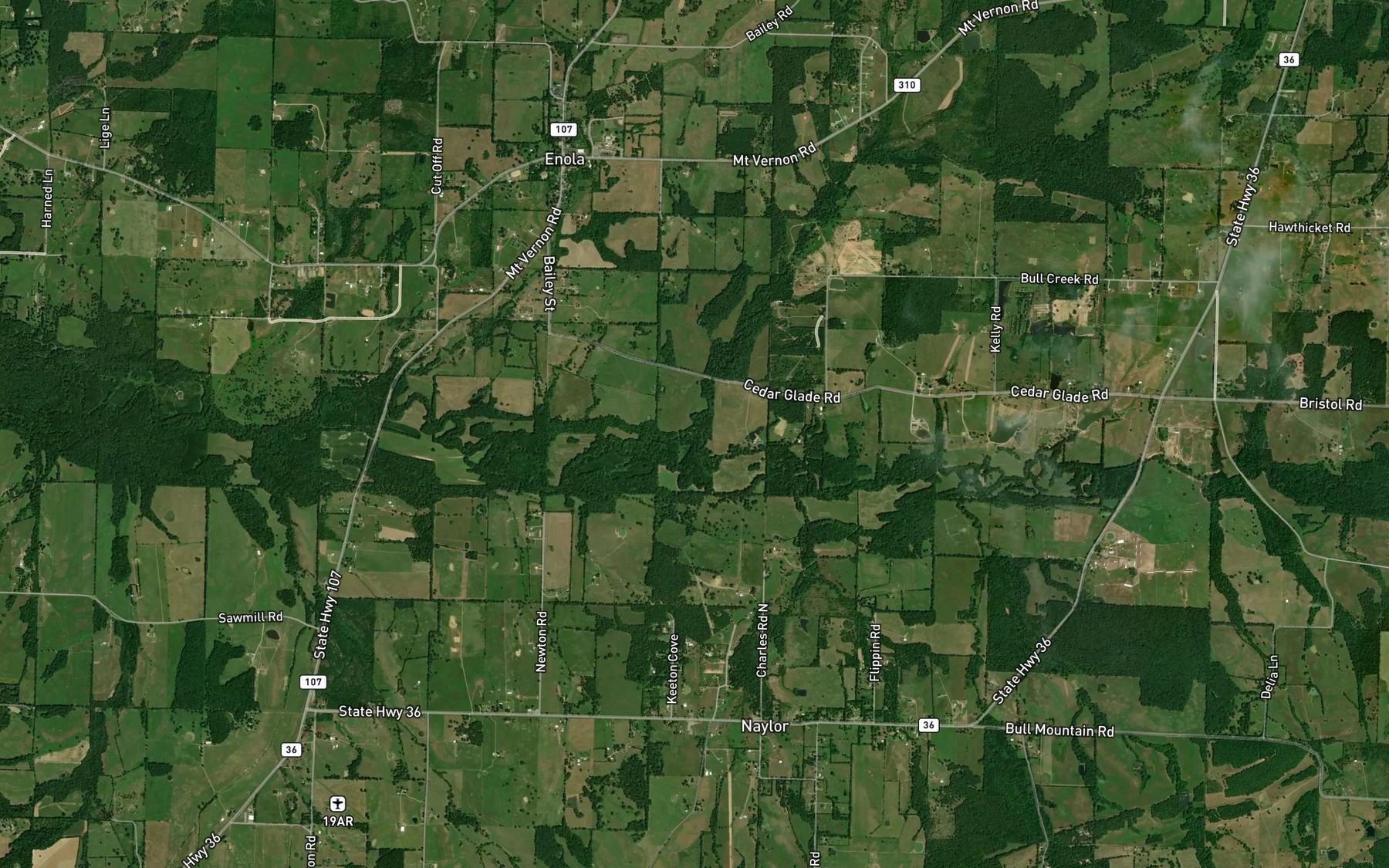 Satellite map of the Caney Creek