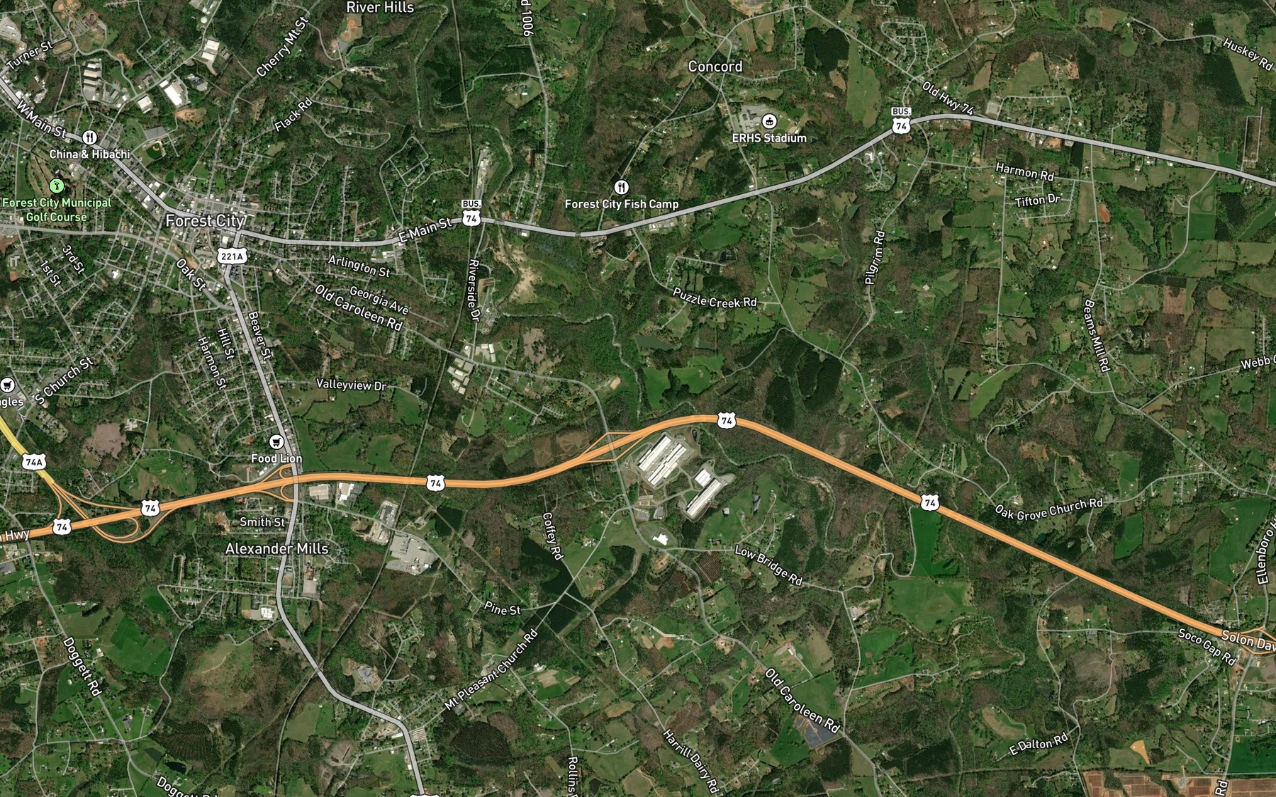 Satellite map of the Morrow Creek