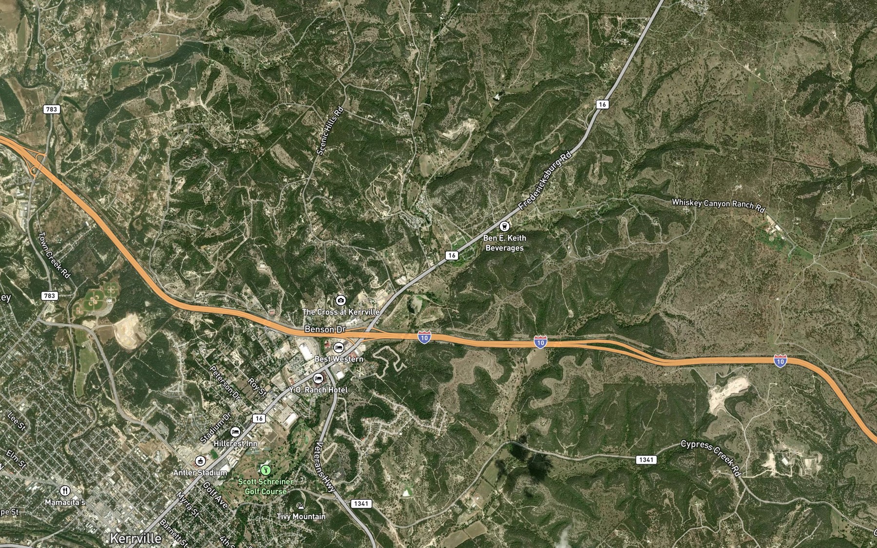 Satellite map of the Rattlesnake Creek