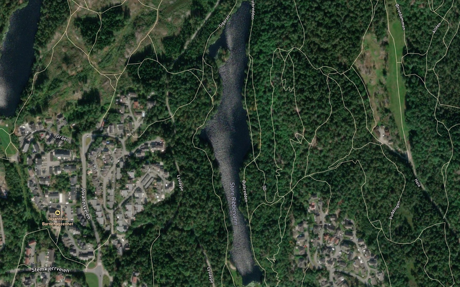 Satellite map of the Store Ribbervann