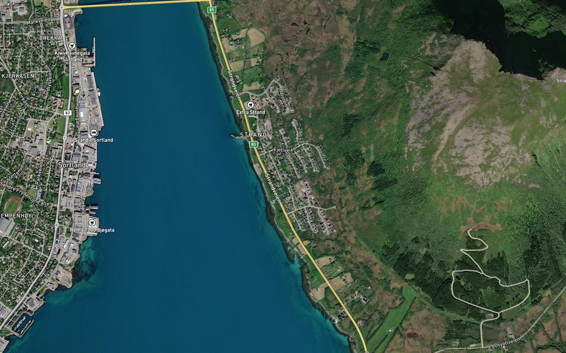 Satellite map of the Breibekken
