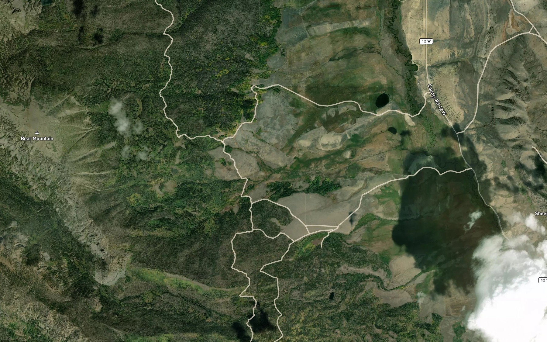 Satellite map of the Monahan Creek