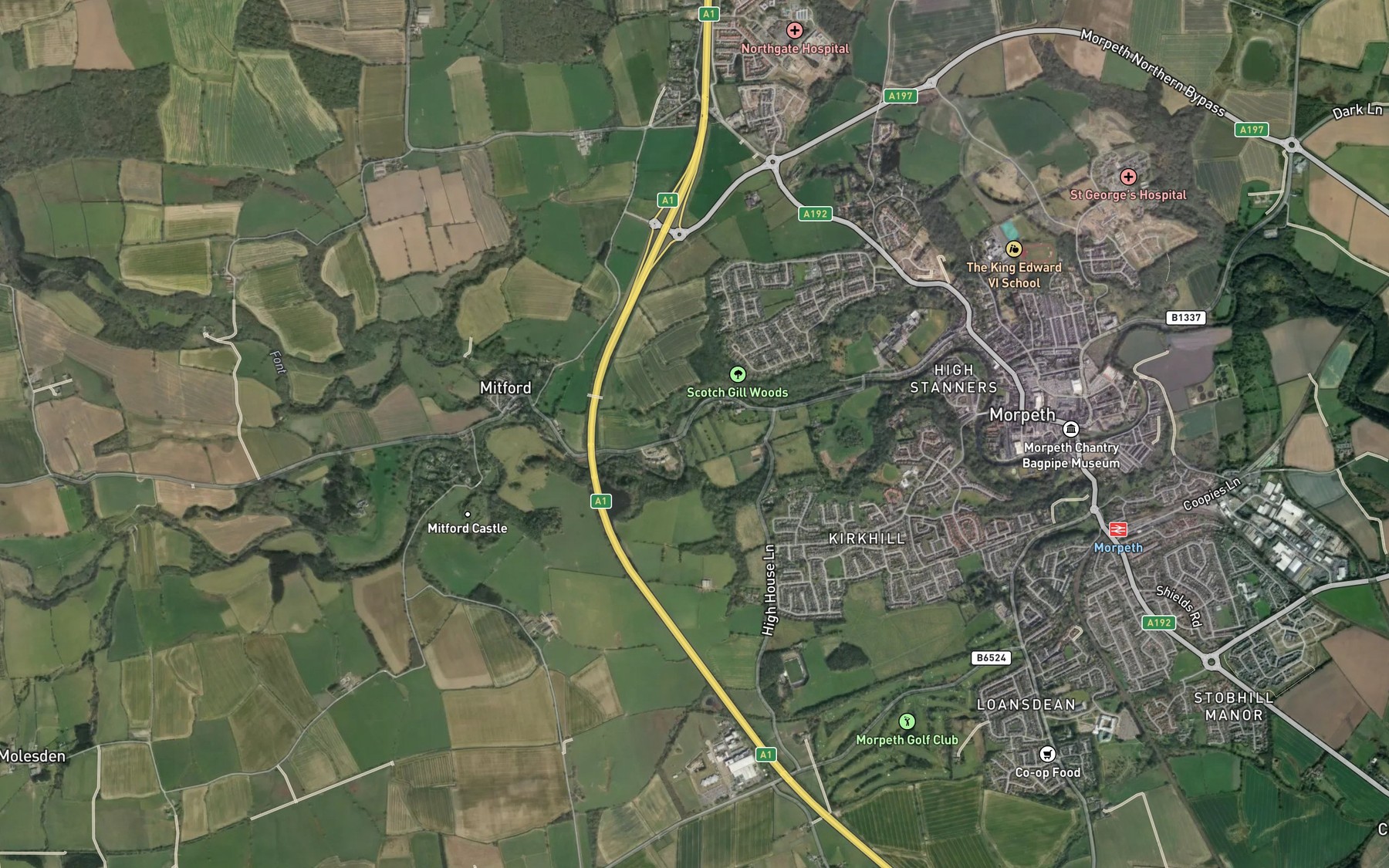 Satellite map of the River Font