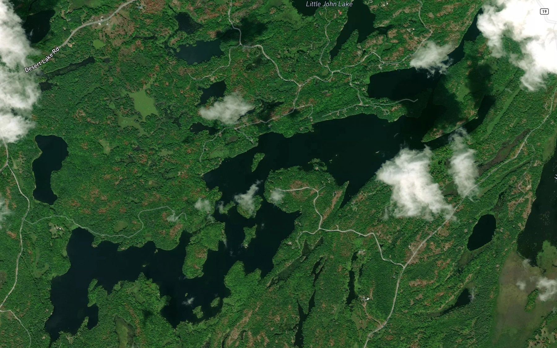 Satellite map of the Fourteen Island Lake