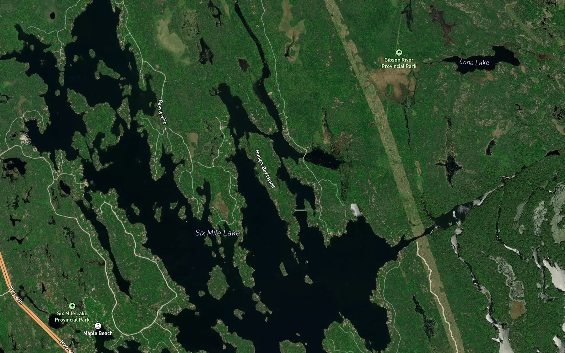 Satellite map of the Hungry Bay