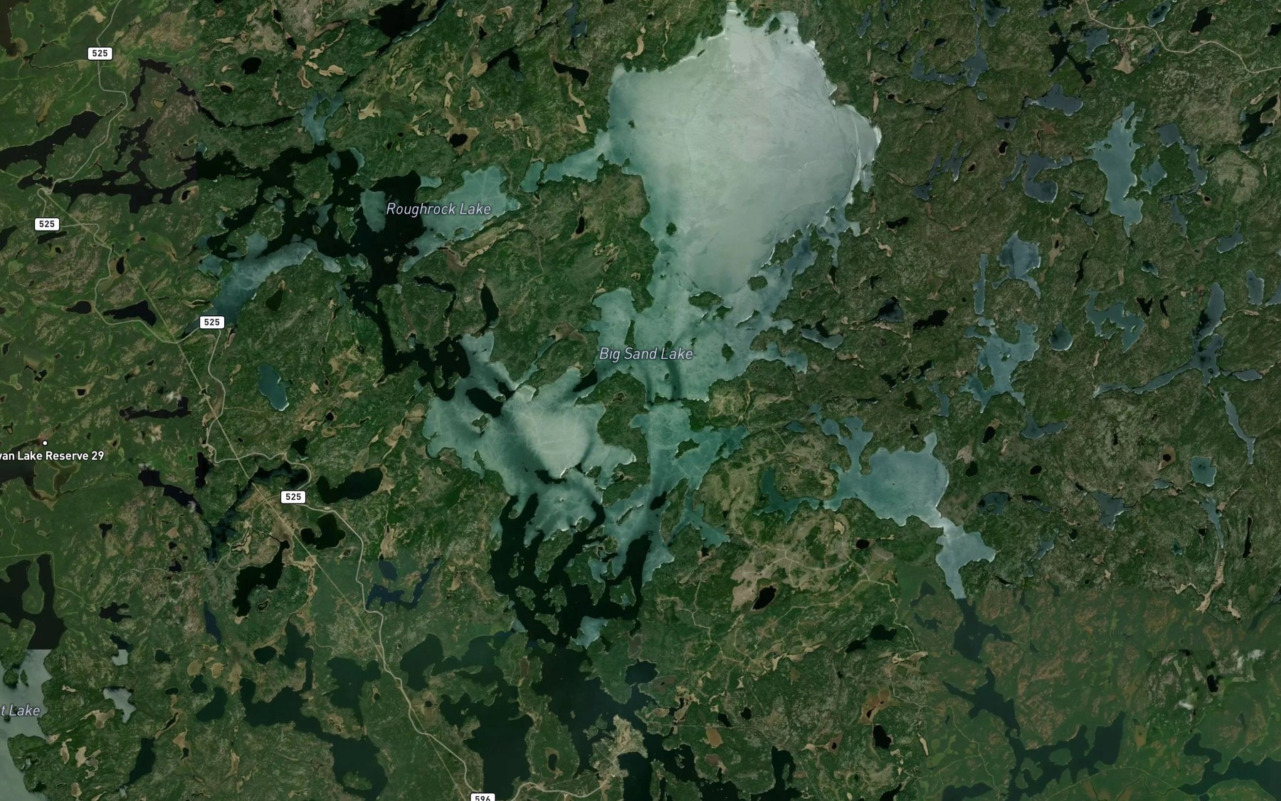 Satellite map of the Big Sand Lake