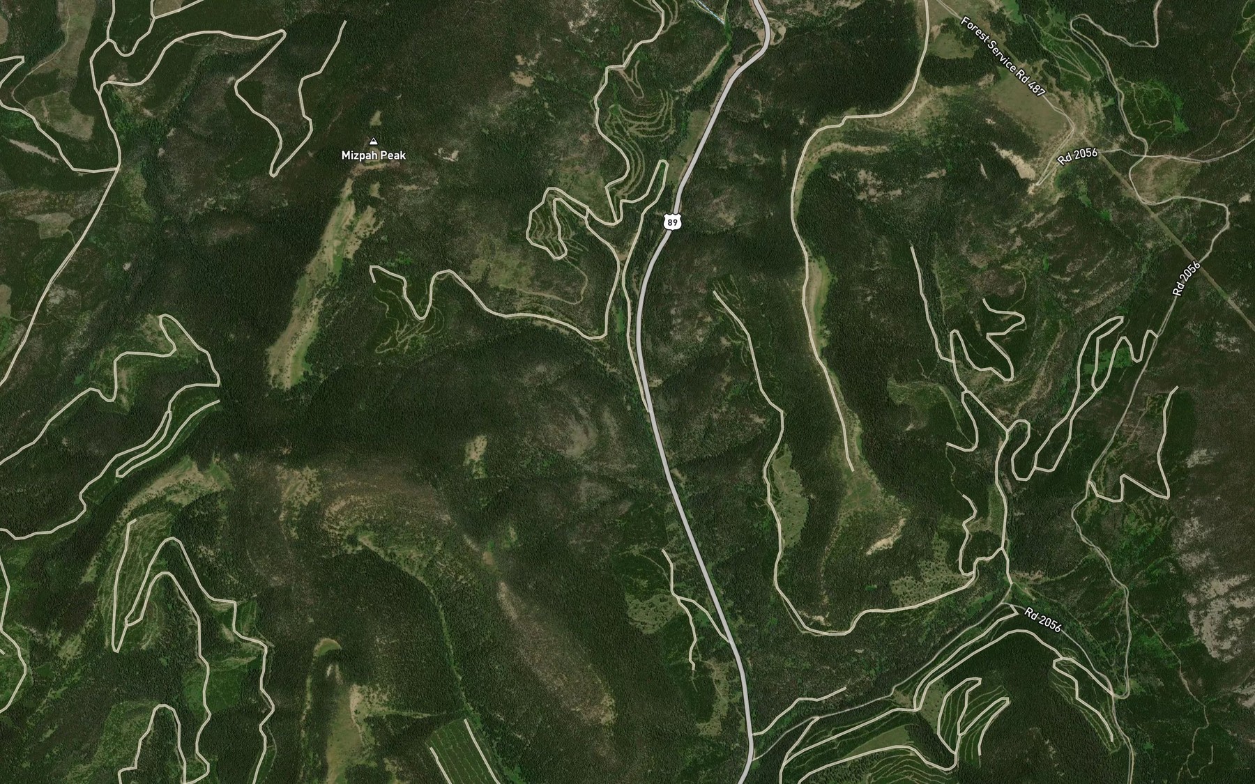 Satellite map of the Mizpah Creek