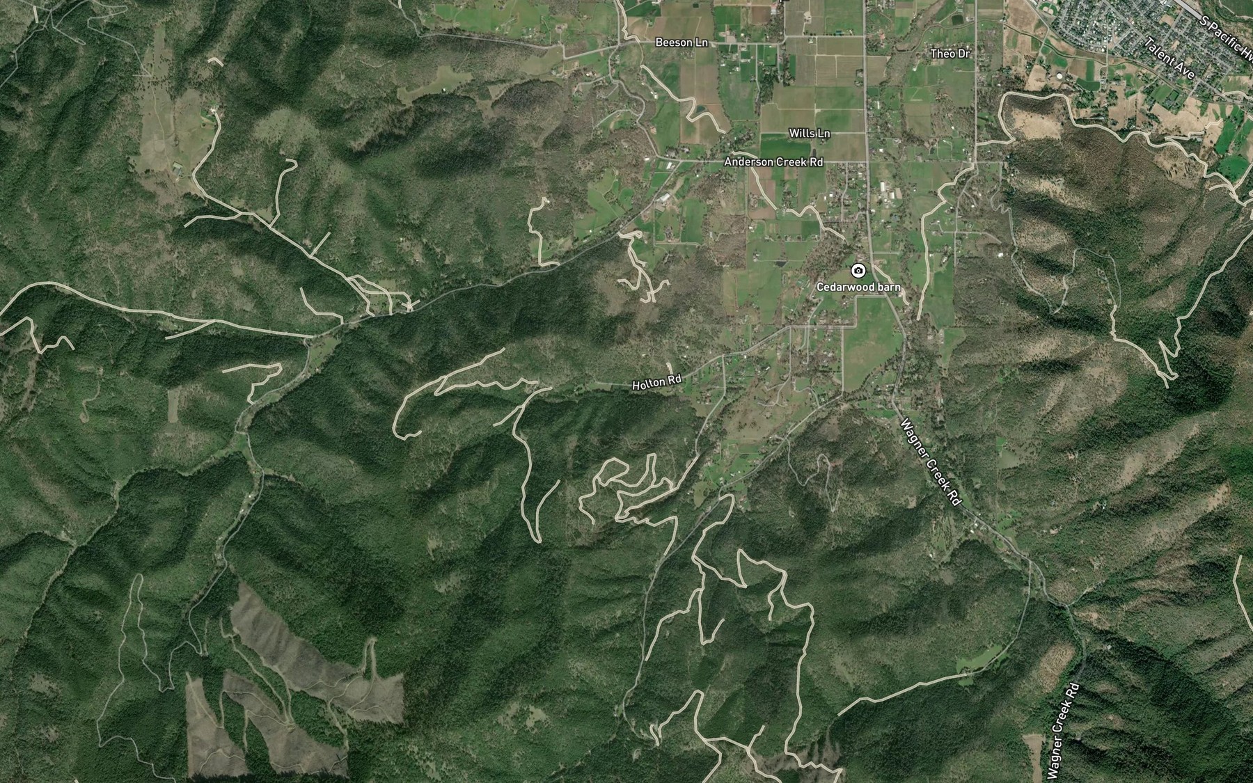 Satellite map of the Kerby Reservoir