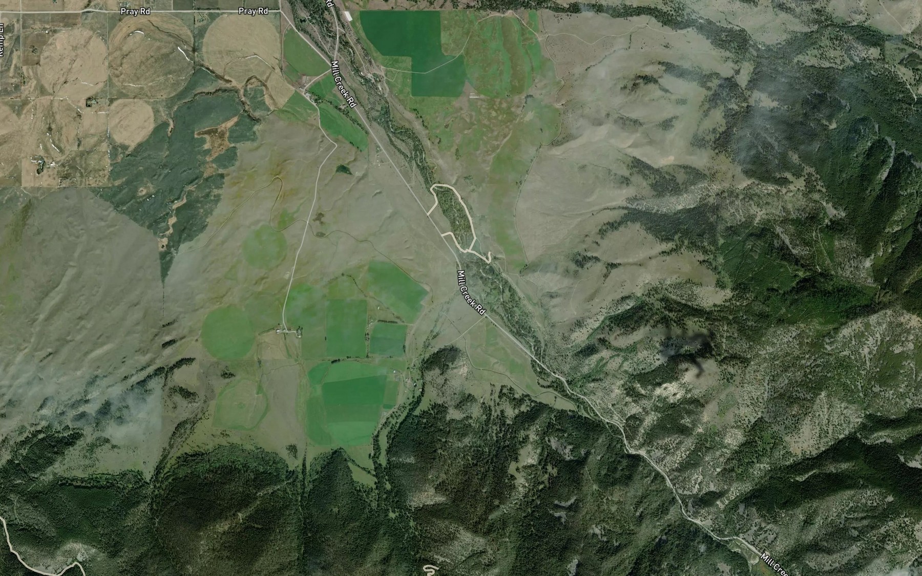 Satellite map of the Davis Creek