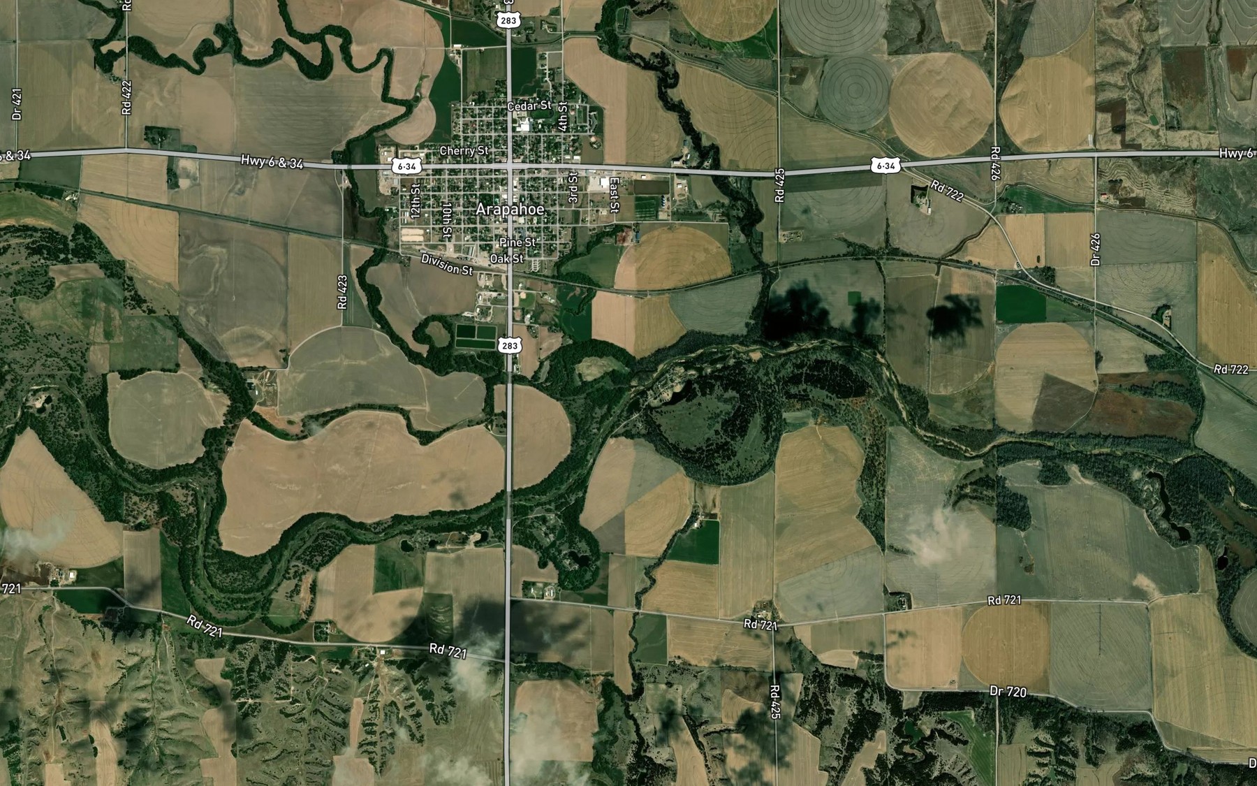 Satellite map of the Muddy Creek