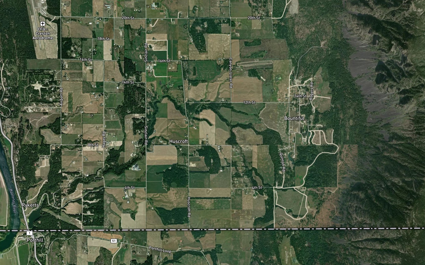 Satellite map of the Rodgers Creek