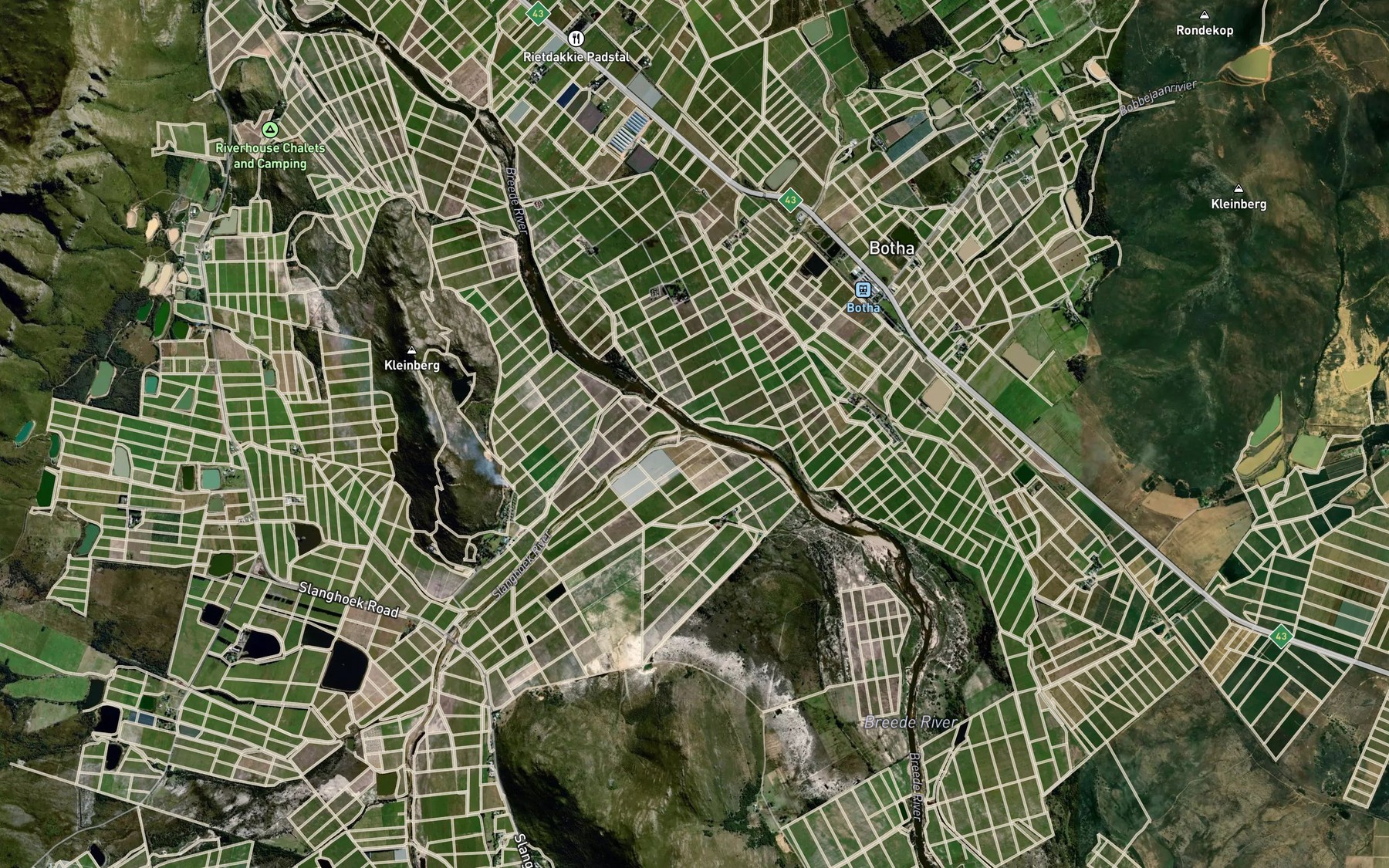 Satellite map of the Slanghoekrivier