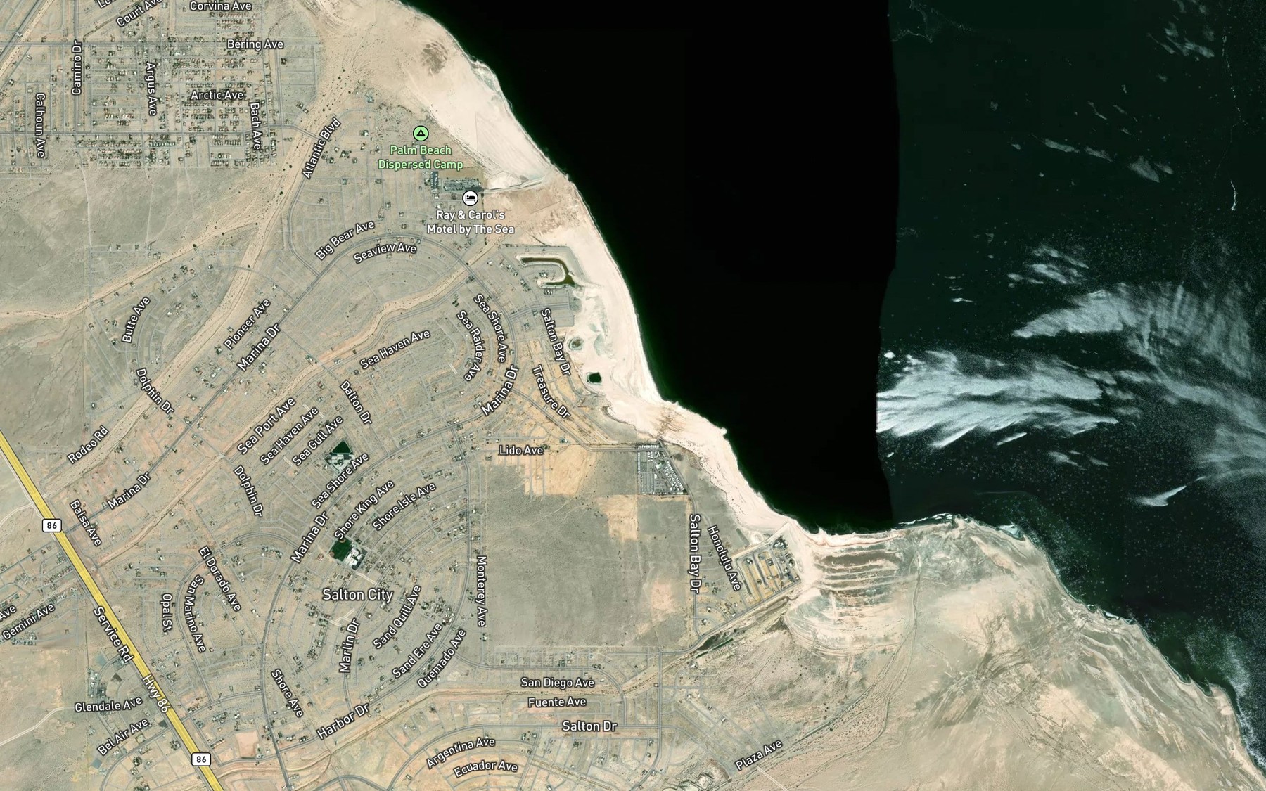 Satellite map of the Amerosa Wash